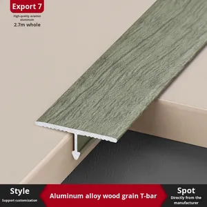 Tira de umbral en forma de T de diseño moderno, tira de borde de grano de madera de aleación de aluminio para piso y azulejo, costura plana incrustada para sala de estar - Product Image 6