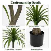 Grand Arbre Artificiel Dracaena à 3 Têtes, Plante Tropicale Réaliste pour Décoration Intérieure Salon Bureau, En Stock, Vente en Gros