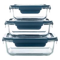Boîte de préparation alimentaire rectangulaire en verre, moderne et minimaliste, à un seul niveau, compatible micro-ondes, avec couvercle hermétique, pour la maison, le bureau et le réfrigérateur