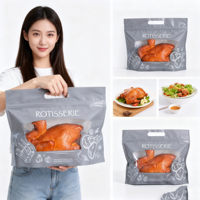 Emballage alimentaire écologique recyclable Sacs en plastique à impression personnalisée pour poulet rôti Sacs à fermeture éclair anti-buée pour poulet chaud entier