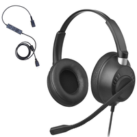 Headset USB Over Ear dengan Peredam Kebisingan Aktif, Mikrofon Eksternal, dan Mode Kontrol