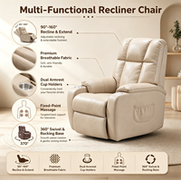 Fauteuil inclinable multifonctionnel, 360 °   Fauteuil pivotant avec massage, porte-gobelets, canapé individuel pour home cinéma, directement de l'usine