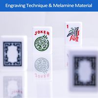 CHIVAN Ensemble de Mahjong manuel 166 tuiles blanches de 1,2 pouces 4 supports colorés avec poussoirs Sac de rangement bleu Kit de jeu pour la maison et les fêtes
