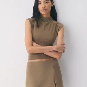 Women's Brown Knitted Short <b>Skirt</b>-Simple Stylish Casual Design High Quality Custom-Made Factory Product - Product Image 6