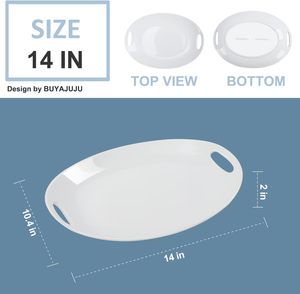 Porcelain Serving Platter with Handles 14 Inch Serving <strong>Dishes</strong> for Entertaining Oval Serving Tray for Salad <strong>Stew</strong> Fruits Pasta - Product Image 6