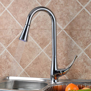 Pull <b>Down</b> Kitchen Mixer Brass Taps Chrome Single Handle Pull Out Sprayer Kitchen MK9934 Kitchen - Product Image 2