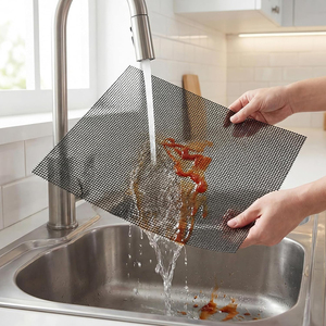 Eco-Friendly Washable Heat Resistant up to 500F Barbecue Net PTFE Non-stick <b>Grill</b> Mat <b>for</b> Oven Air Fryer and Smoker - Product Image 5
