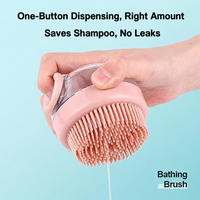 Brosse de bain pour animaux de compagnie avec distributeur de savon transparent intégré, brosse de douche en silicone TPR souple pour chiens et chats, nettoyage en profondeur et démêlage