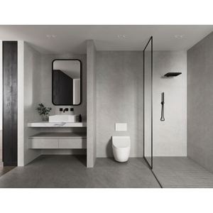 Meuble-lavabo de salle de bain mural flottant moderne de luxe noir avec un seul lavabo résistant à l'eau, design moderne personnalisé - Product Image 4