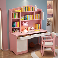 Offre Spéciale : Ensemble Bureau Informatique en Bois Massif au Design Moderne, Gain de Place pour Chambre d'Enfant, Combinaison Bibliothèque et Chaise