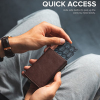 Dompet Pria Minimalis Anti RFID, Bahan Aluminium Alloy dan Kulit PU, Dilengkapi Tempat Kartu, Jendela ID, dan Kantong Resleting