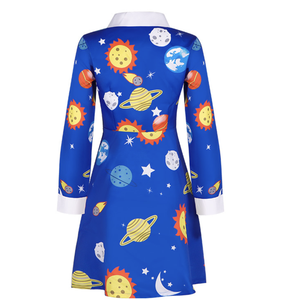 <span class=keywords><strong>Disfraz</strong></span> de Vestido Azul Vintage de la Maestra Miss Frizzle del Autobús Mágico de <span class=keywords><strong>Halloween</strong></span> para Mujer Adulta DONG-047 - Product Image 2