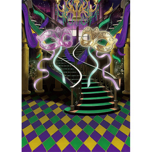 خلفية تصوير بتصميم وردة حمراء وريش أسود وفضي، قناع تنكري، خلفية لحفلات التخرج، زينة حفلات، لافتة قابلة للتخصيص - Product Image 6