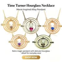 Collier pendentif sablier rotatif en alliage, collier vintage retournable, bijoux de cosplay, cadeaux pour femmes, fans, décoration de fête