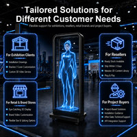 Ventilador Holográfico 3D de 1*3 Tamaño Humano y 65cm con Pantalla LED, Soporte Personalizado, Carcasa Acrílica 4K para Video Wall