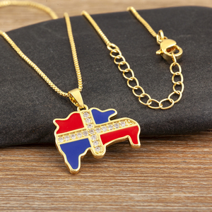 Collar con Colgante de Mapa del Continente Africano y Bandera Dominicana QIKU, en Oferta, para Hombre y Mujer, con Circonita y Cobre, Joyería de Moda, Regalos - Product Image 6