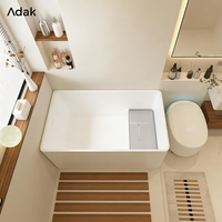 Baignoire autoportante en pierre artificielle durable Adak, surface solide, drain, baignoire intérieure, petite salle de bain ovale, 60 gal+ 5
