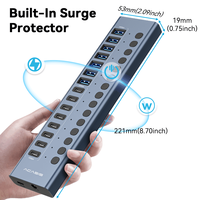 Hub USB-C 16 ports 10 Gbit/s USB 3.2 Gen2, 8 ports USB-A et 8 ports USB-C, adaptateur 12V 8A avec interrupteurs individuels – En stock