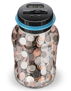 New design digital display piggy mill tungsten carbide ball jar pig bank money box
