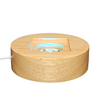 Lampe de nuit 3D créative en bois massif USB/Type-C, design moderne, base lumineuse, LED blanc chaud, alimentation par prise secteur, salon