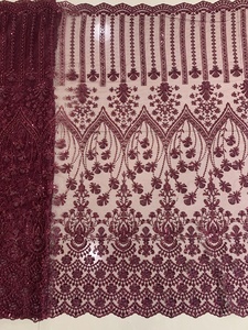 Fashion Allover Embroidery Beaded Tulle Fabric/ Heavy Machine Beaded Sequin Embroidered Lace Fabric for Party Dress or Bridal - Product Image 3