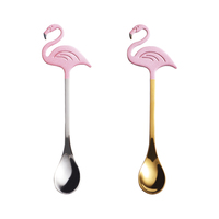 Cucchiaio da Dessert a forma di fenicottero in argento dorato di vendita calda Amazon per regalo di nozze