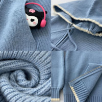 Veste à capuche zippée en maille côtelée pour femme, douce, style athleisure, coupe oversize, avec cordon de serrage et bordure contrastante