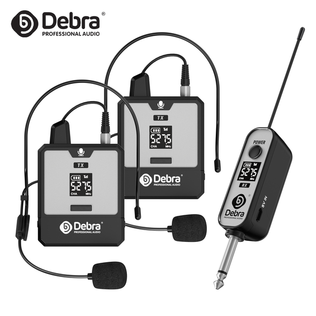 Debra Audio UHF Wireless Portable Headset Microphone Bodypack Transmitter Receiver Wireless System