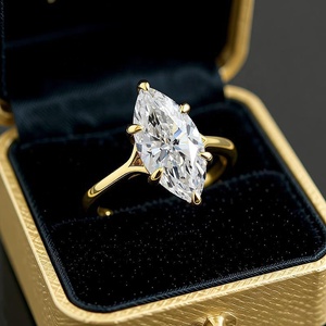 Anillo de Boda Minimalista Chapado en Oro de 14k con Circonita Cúbica de Corte Marquesa, Anillo de Compromiso para Mujer, Joyería para Fiesta Nupcial, Regalo - Product Image 5