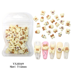 100 pièces/sac dessin animé dos plat résine Nail Art breloques mignon nœud papillon <span class=keywords><strong>Mickey</strong></span> ours crème glacée ongles strass - Product Image 1