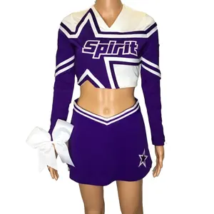 Custom School Team Varsity Meisjes Spandex Nieuw Design Verkleedkostuum Complete Outfit Cheerleading Uniformen
