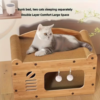 Lit-griffoir pour chat à double étage épais et amovible, pour griffer, se cacher et se reposer, maison pour chat en bois de luxe