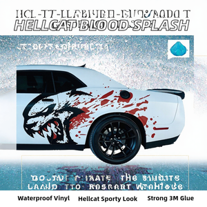 Calcomanía Lateral para Auto con Diseño de Salpicaduras de Sangre Hellcat, Adhesivo de Vinilo Impermeable, Par para Dodge Challenger y Grand Cherokee - Product Image 2