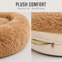 Coussin apaisant pour chien en tissu moelleux avec rebord surélevé pour animaux anxieux (chats et chiens), lavable, accessoire pour animaux de compagnie