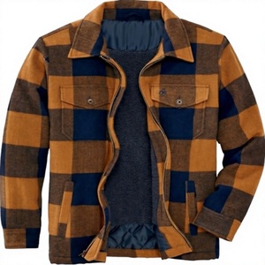 <b>Men's</b> Plaid Fleece Lined Shirt <b>Jacket</b> Windproof Casual Winter Coat with Zipper and Pockets - Product Image 1