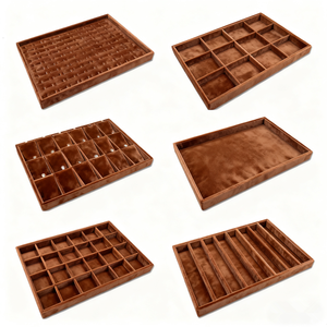 Màu hồng Vòng cổ hiển thị Organizer Luxury Stackable nhung trang sức khay cho vòng vòng vòng Vòng cổ hiển thị khay - Product Image 3