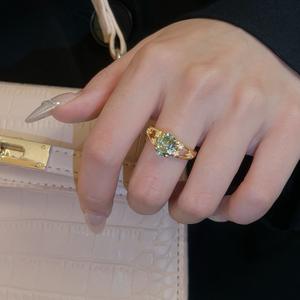 S925 Sterling Silver Lake Green Star Falling <b>Cluster</b> Ring Simple Antique Niche Design with <b>Light</b> Luxury Morandi Color - Product Image 1