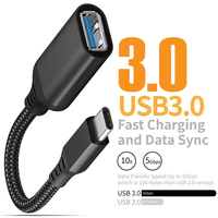 Adaptador USB C a USB 3.0, Cable OTG de 5 Gbps, Tipo C Macho a USB A Hembra, Trenzado de Nailon y Aluminio, Compatible con Laptop