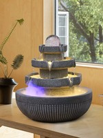 Fontaine d'eau d'intérieur moderne avec lumière LED, boule de cristal rotative à brume, cascade décorative pour sol et table, pour la maison et le bureau