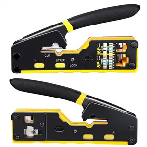 Network Pass Through All-in-One Ethernet Crimper RJ45 Crimping Tools Set for RJ45 8P/RJ11 6P Connectors