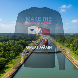 T-shirt à manches longues avec motif des drapeaux américain et panaméen : Rendez le Canal du Panama grandeur nature - Product Image 3