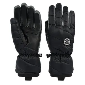 Winter Down Filled Snowboard 5 Finger Gloves Touchscreen Gloves With Leather Palm For Skiing