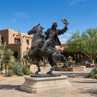 Monument en bronze personnalisé de cavalier cowboy du Far West, statue en bronze pour zone touristique classique