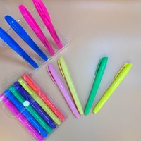 Ensemble de 6 stylos surligneurs néon, pointe biseautée, marqueurs fluorescents avec étui en plastique pour l'école, le bureau, la notation des notes