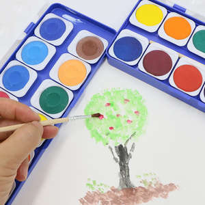 Arte Non tossica <span class=keywords><strong>12</strong></span> 24 colori tinta unita Tempera torta vernice per bambini pittura - Product Image 5