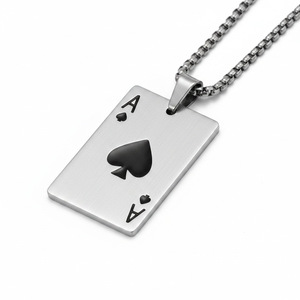 Collier pendentif en acier inoxydable Ace Of Hearts And Spades, bijoux unisexes, cadeau pour couple, design de carte - Product Image 2
