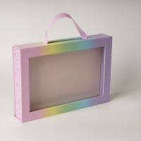 Boîte-cadeau transparente de fleur de conception de fenêtre de PVC boîte rectangulaire avec la boîte d'emballage de cadeau de poignée de ruban