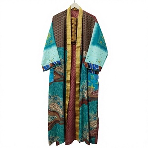Camisón Kimono Largo de Seda Transpirable de Lujo Elegante para Mujer con Cuello en V y Cordón Ajustable, Cómodo para Dormir o como Túnica de Verano - Product Image 1