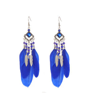 レトロダイヤモンドフェザードロップイヤリング エスニックスタイル 合金メッキ カジュアル卸売 クリエイティブエスニックジュエリー - Product Image 5