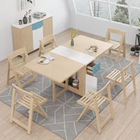 Table à manger pliante moderne et minimaliste NKOL avec chaises, design rétractable en bois, meubles gain de place pour les petites maisons